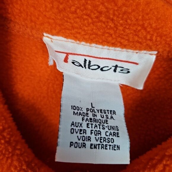 Talbots Vintage Women's Sz Lg Fleece Orange Jacket Cardigan Long Warm USA - Picture 2 of 8